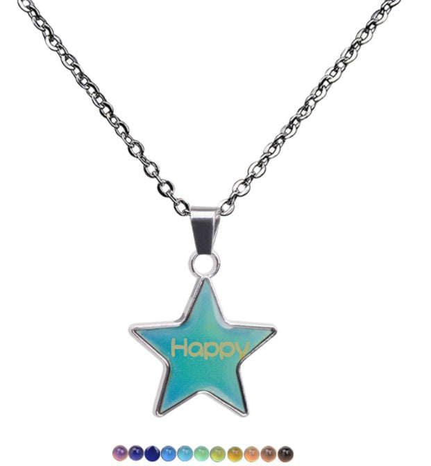 Collar con colgante que cambia de color termocromático con gema corte vintage para mujer