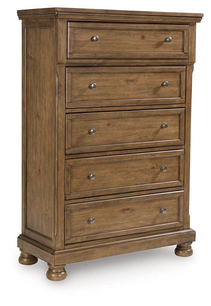 Signature Design by Ashley Feddinger Five Drawer Chest Medium Brown Wood Tone-0
