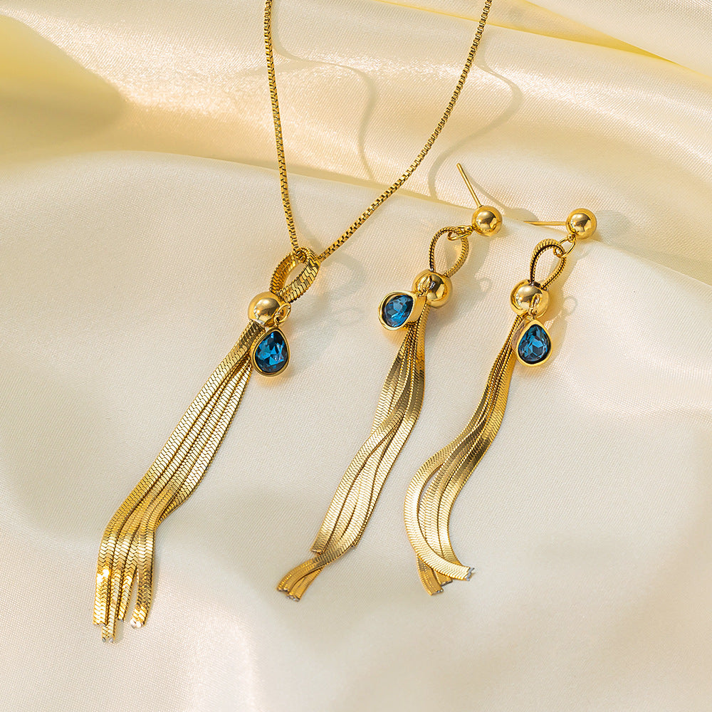 Boucles d'oreilles Collier en acier inoxydable Ensemble de bijoux pour femmes