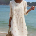 Printed Ladies Long-sleeved Round Neck Dress