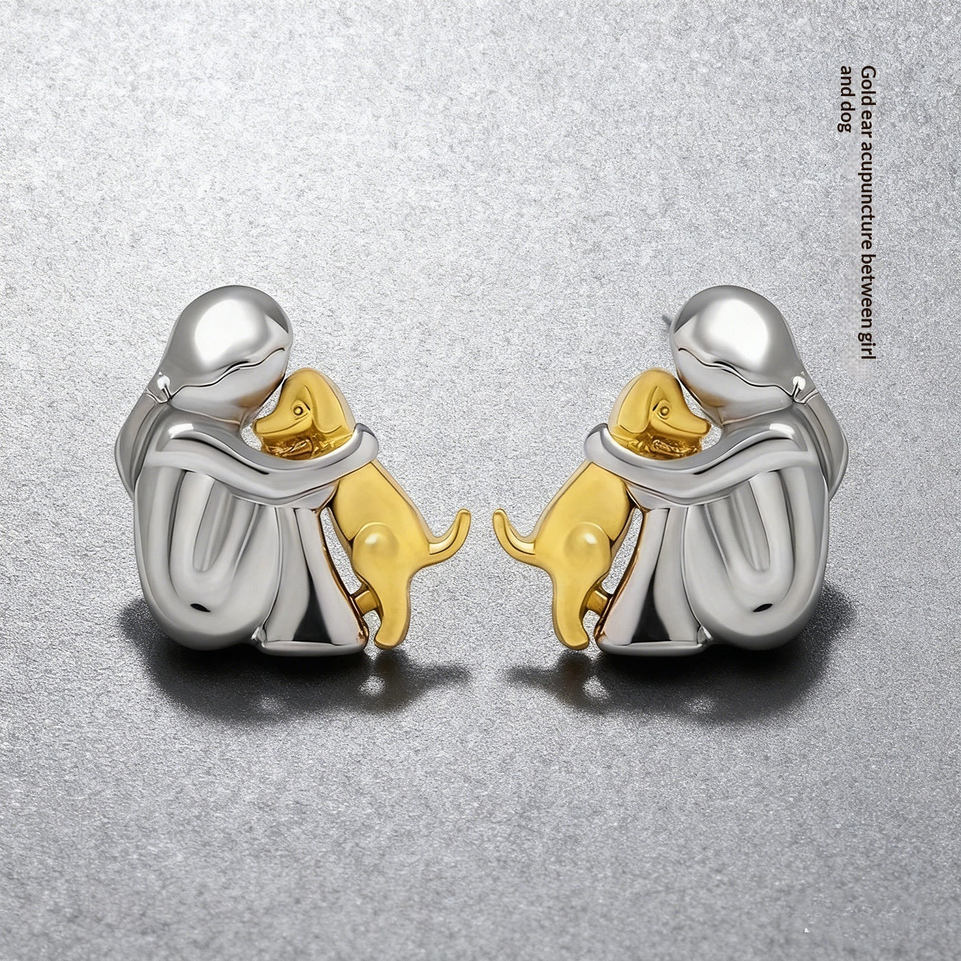 Ensemble de boucles d'oreilles Fillette et Chien s'enlaçant