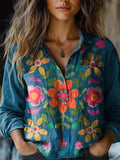 D Printed Exquisite Linen Women's Top