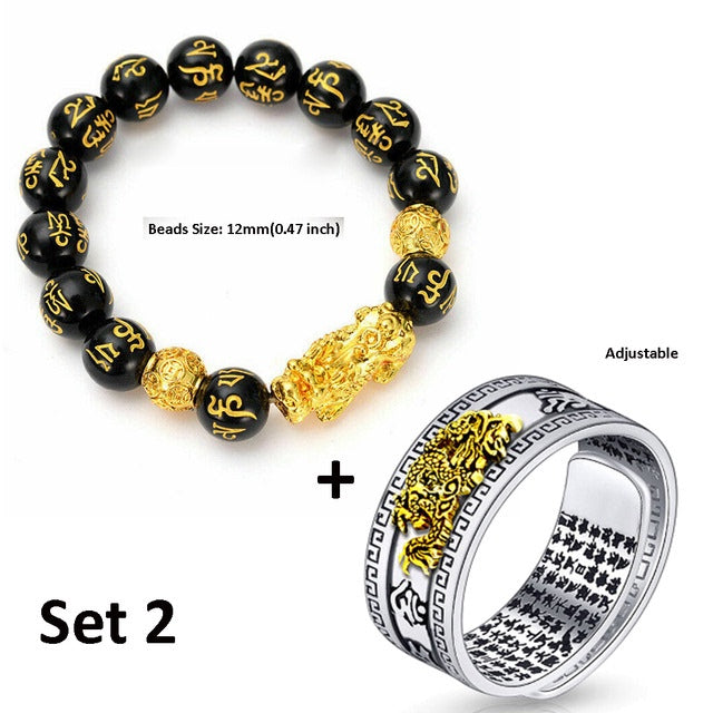 Bague-bracelet unisexe Pixiu Feng Shui chinois