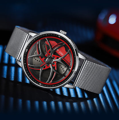 Montre à quartz pour hommes, série de roues, rotation de la ceinture
