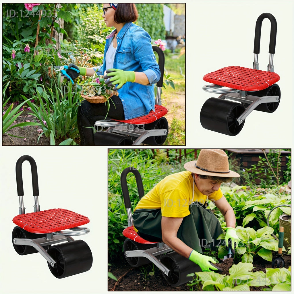 Garden Cart with Wheels Adjustable Swivel Seat-4