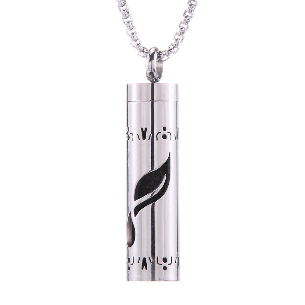 Pendentif diffuseur d'huiles essentielles cylindrique en acier inoxydable