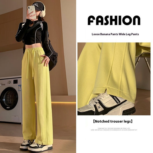 Pantalón de chándal deportivo de ocio, holgado, recto, delgado, largo y de talle alto