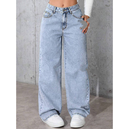 Jean droit taille haute style doux et épicé
