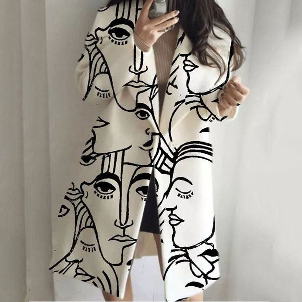 Manteau à carreaux à manches longues pour femmes, assorti de couleurs