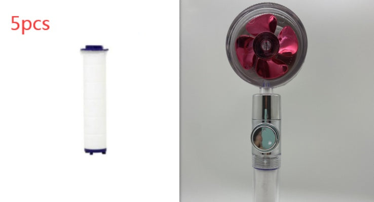 Cabezal de Ducha con Ahorro de Agua, Flujo Giratorio 360 Grados con Pequeño Ventilador, Boquilla Rociadora de Alta Presión de Lluvia de ABS, Accesorios de Baño