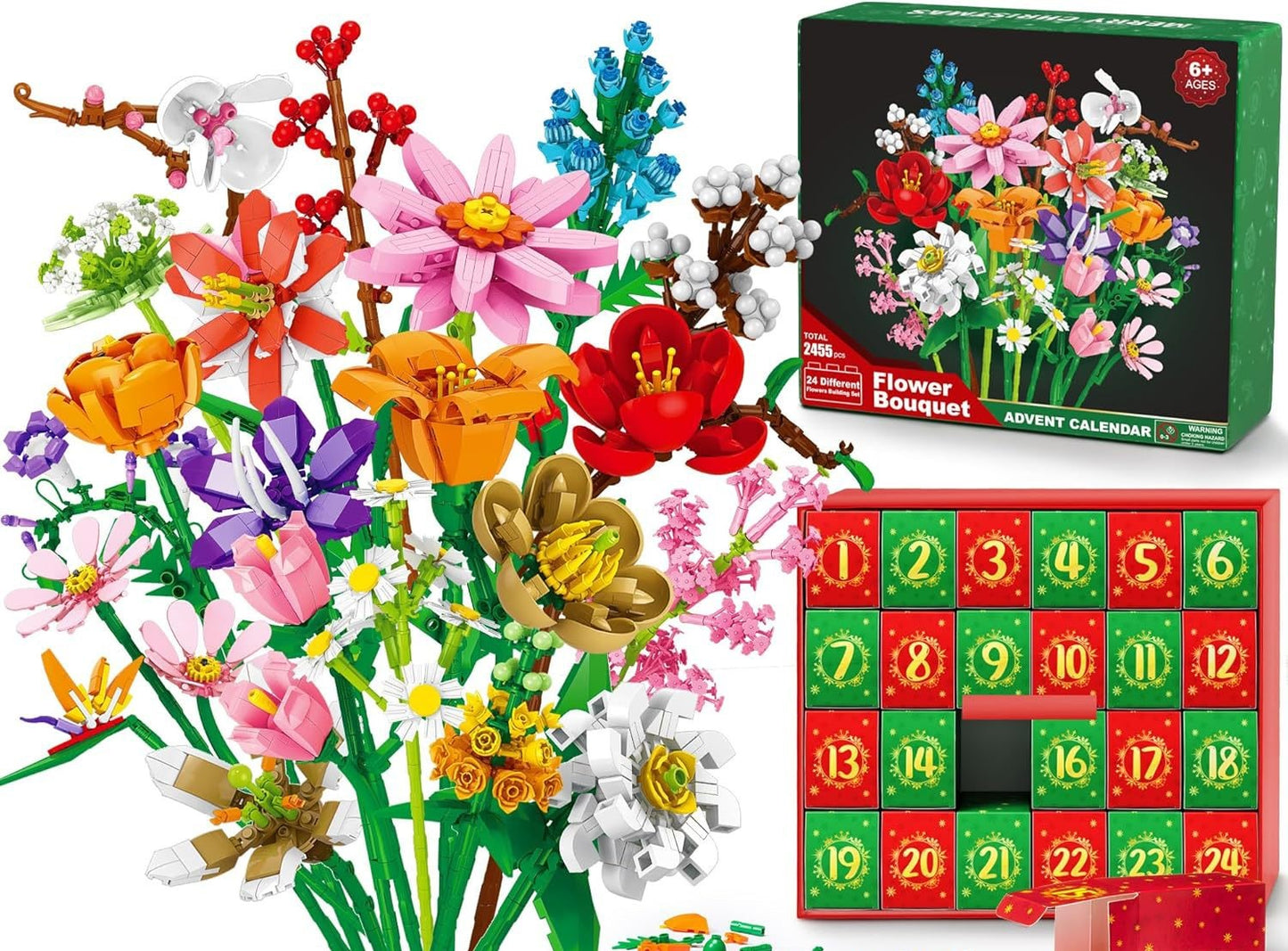 Petits blocs de construction en forme de bouquet pour Noël - Boîte mystère