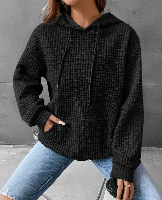 Pull ample et décontracté à manches longues de couleur unie pour femme