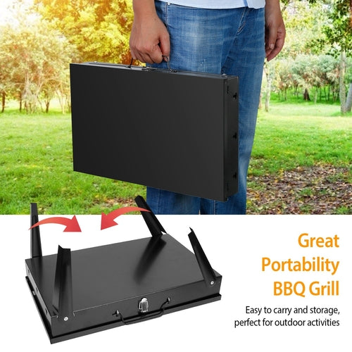 Portable Charcoal Grill Foldable BBQ Suitcase Grill