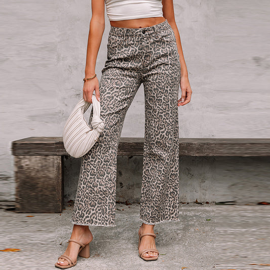 Pantalones Vaqueros Deshilachados de Cintura Alta Personalizados Europeos y Americanos para Mujer