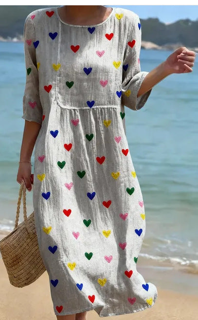 Nouvelle robe élégante décontractée à rayures et col en V