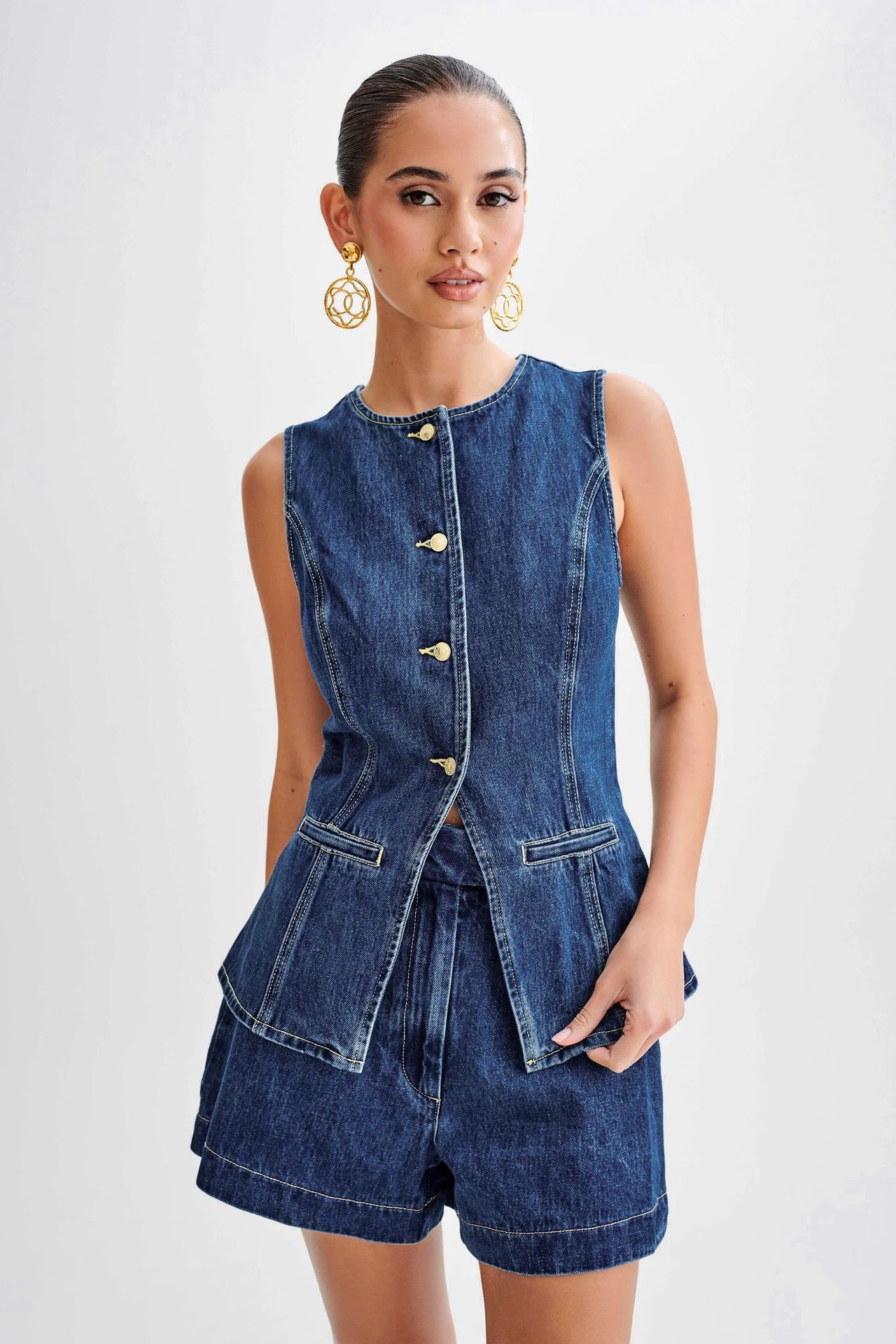 Ensemble Femme sans Manches Décontracté en Jean