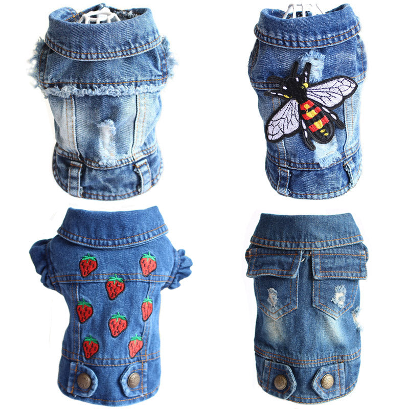 Vêtements pour chiens de designer Manteau veste en jean pour petit chien Costume de chat Gilet en jean pour chiot Vêtements de printemps