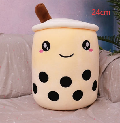 Peluche Boisson Fruitée Mignonne en Forme de Fraise Lait Thé Peluche Jouet Tasse à Thé Boba Oreiller Coussin Thé aux Perles Cadeau pour Enfants