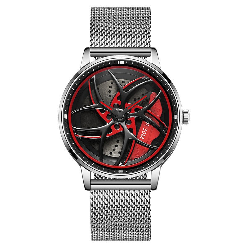 Reloj de cuarzo para hombre con correa giratoria y esfera de rueda