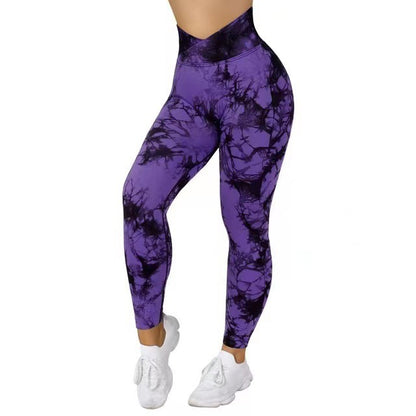 Legging Tie-Dye Sans Couture Femme, Pantalon Yoga Push Up, Sport, Fitness, Course, Gym