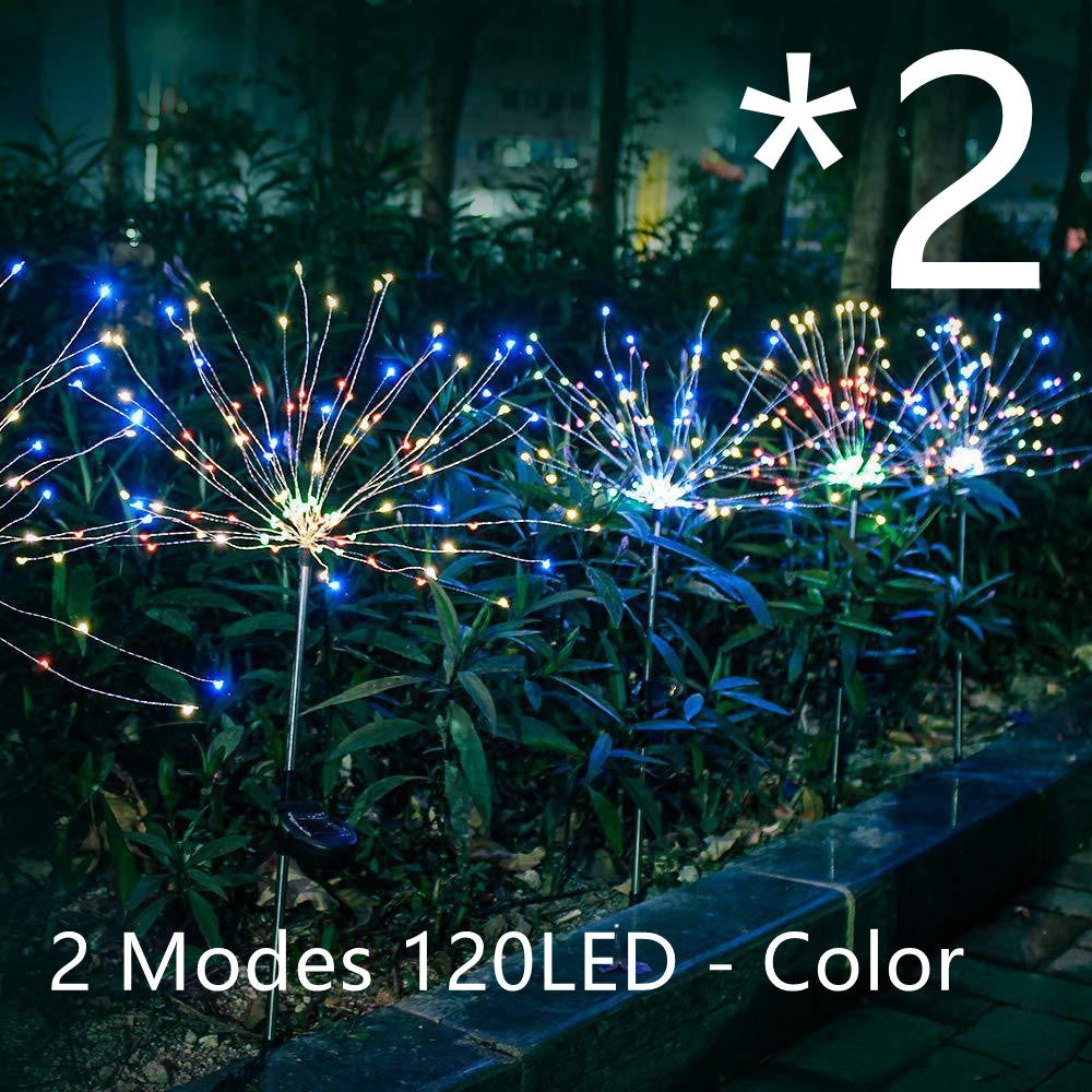 Nueva Púa de Tierra Luz Solar Fuegos Artificiales Luz LED Cadena de Alambre de Cobre Decoración de Jardín Exterior Luces de Estrella Luces de Navidad
