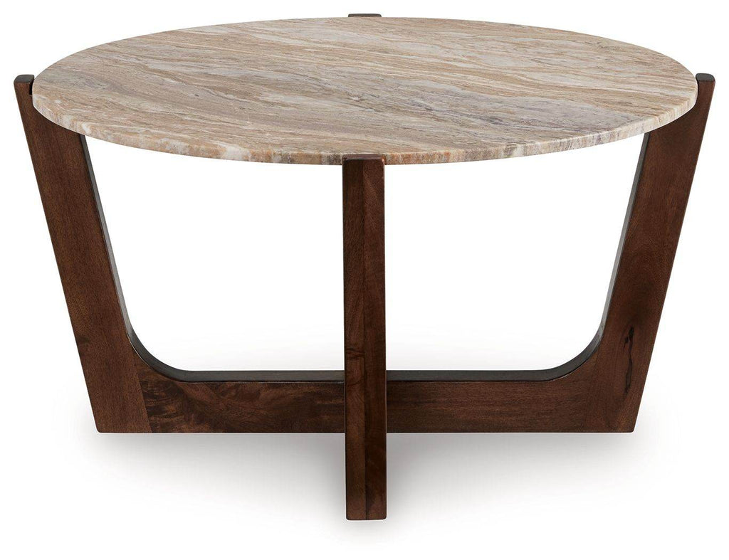 Tanidore - Round Cocktail Table - Warm Brown-2