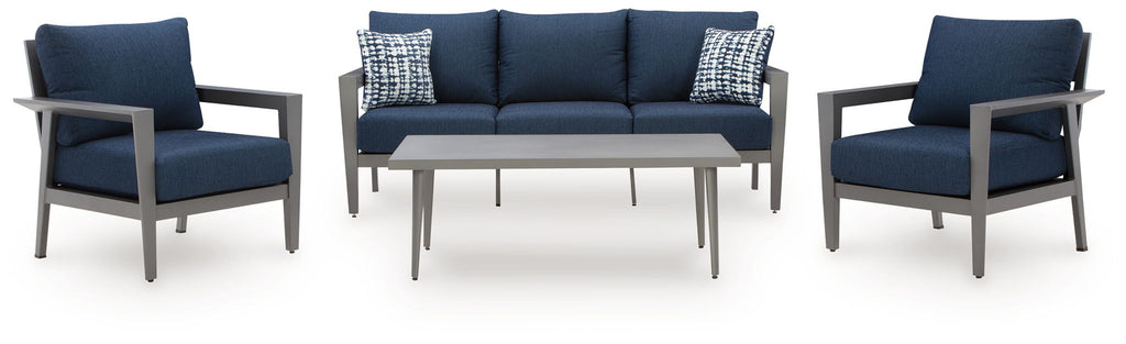 Gray Blue Gali 4Piece Patio Sofa Set with Chairs and Table-0
