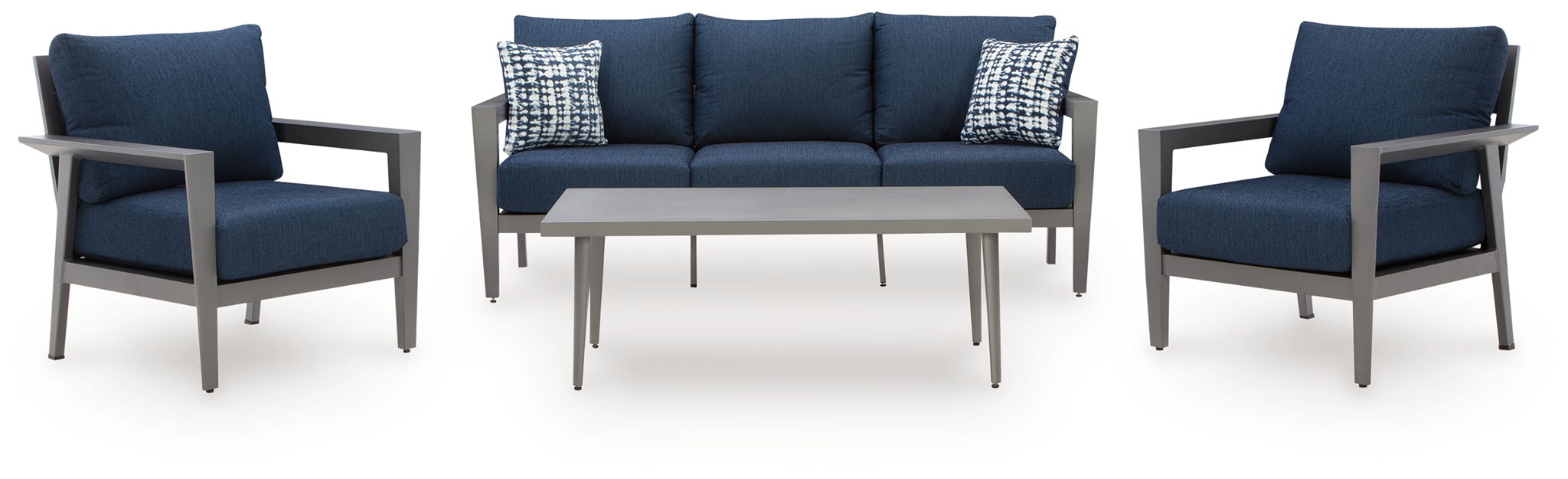 Gray Blue Gali 4Piece Patio Sofa Set with Chairs and Table-0