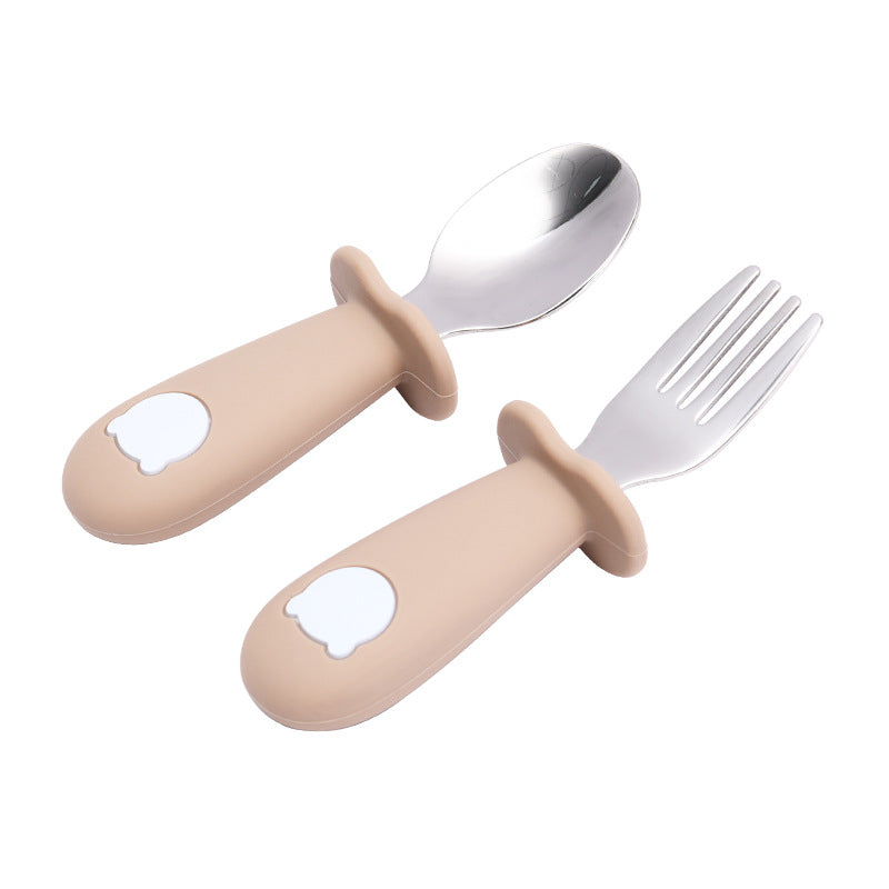 Cuillère Bébé en Silicone Ours de Dessin Animé Vaisselle pour Enfants