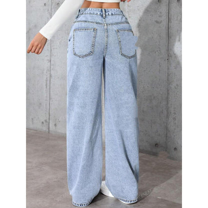 Jean droit taille haute style doux et épicé