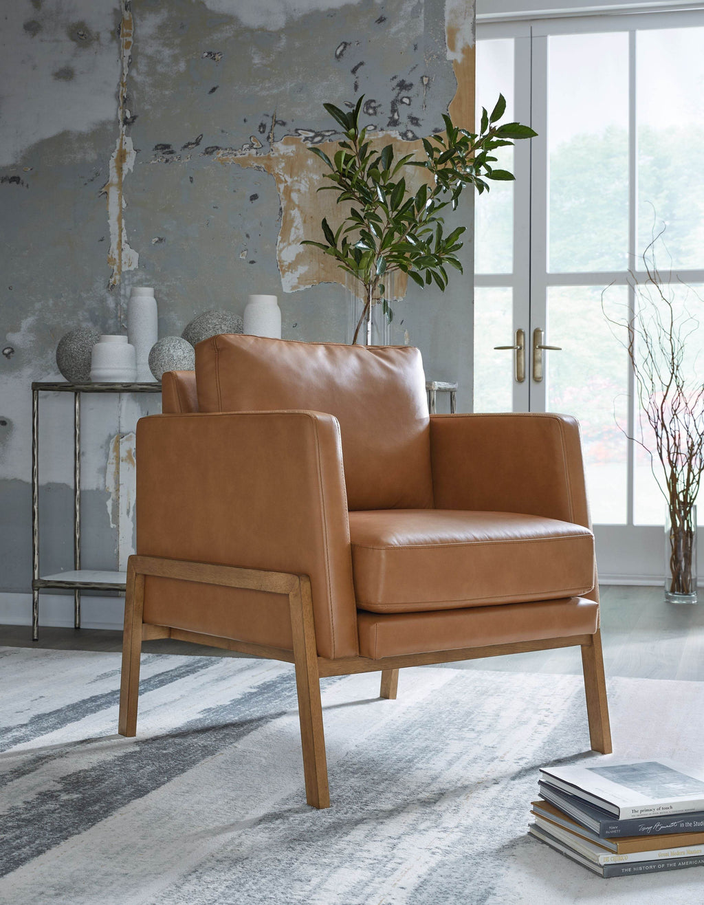 Caramel Faux Leather Accent Chair Modern Design Signature Design By Ashley-2