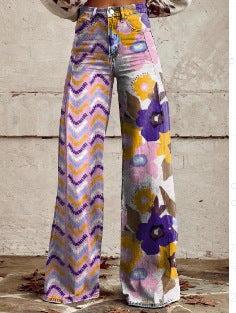 Pantalones casuales de mezclilla de talla grande para mujer europea y americana