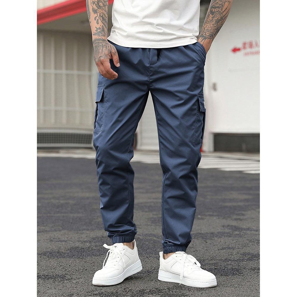 Men's Retro Drawstring Multi Pocket Workwear Casual Pants