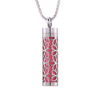 Pendentif diffuseur d'huiles essentielles cylindrique en acier inoxydable