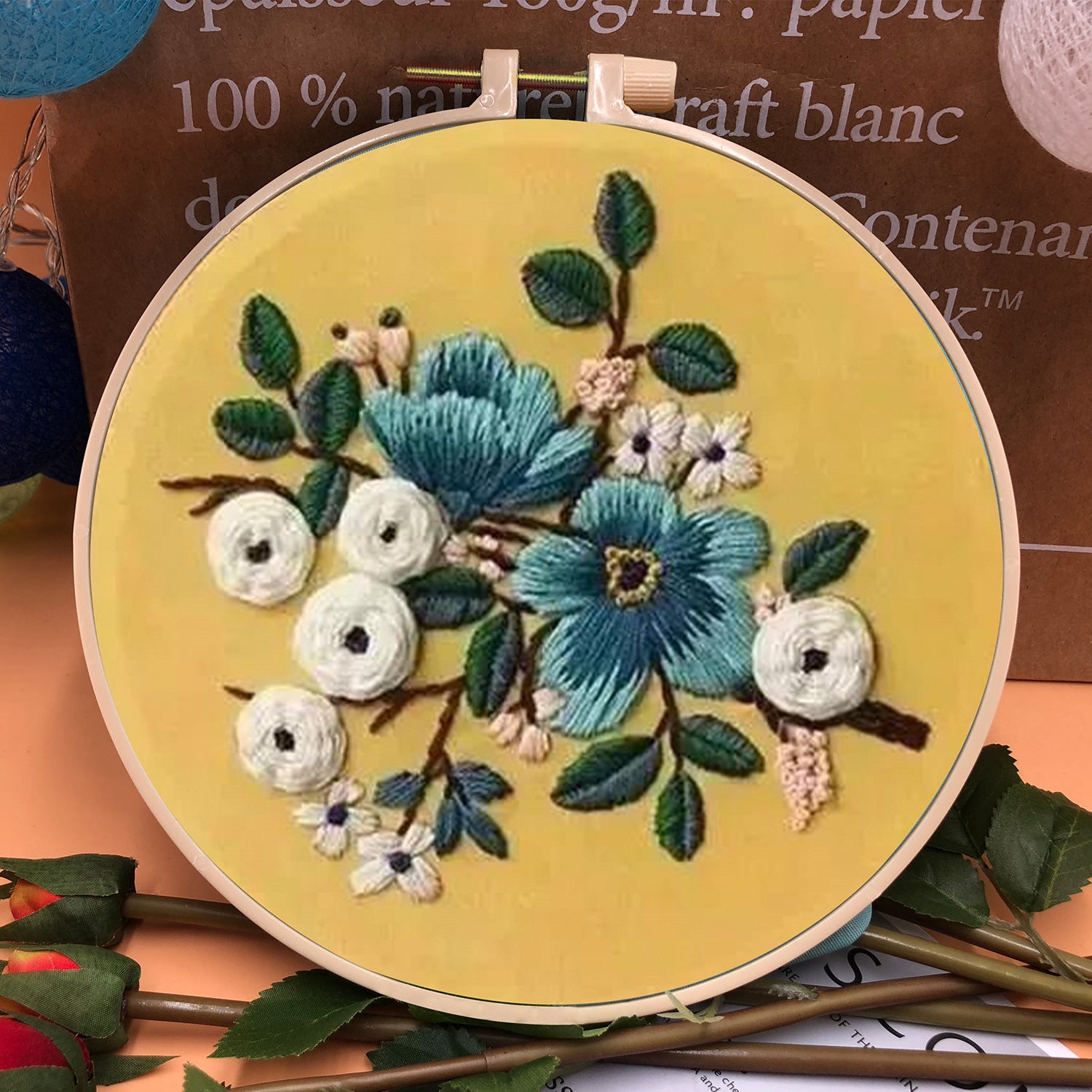 European Style Three-dimensional Fabric Embroidery Material Bag