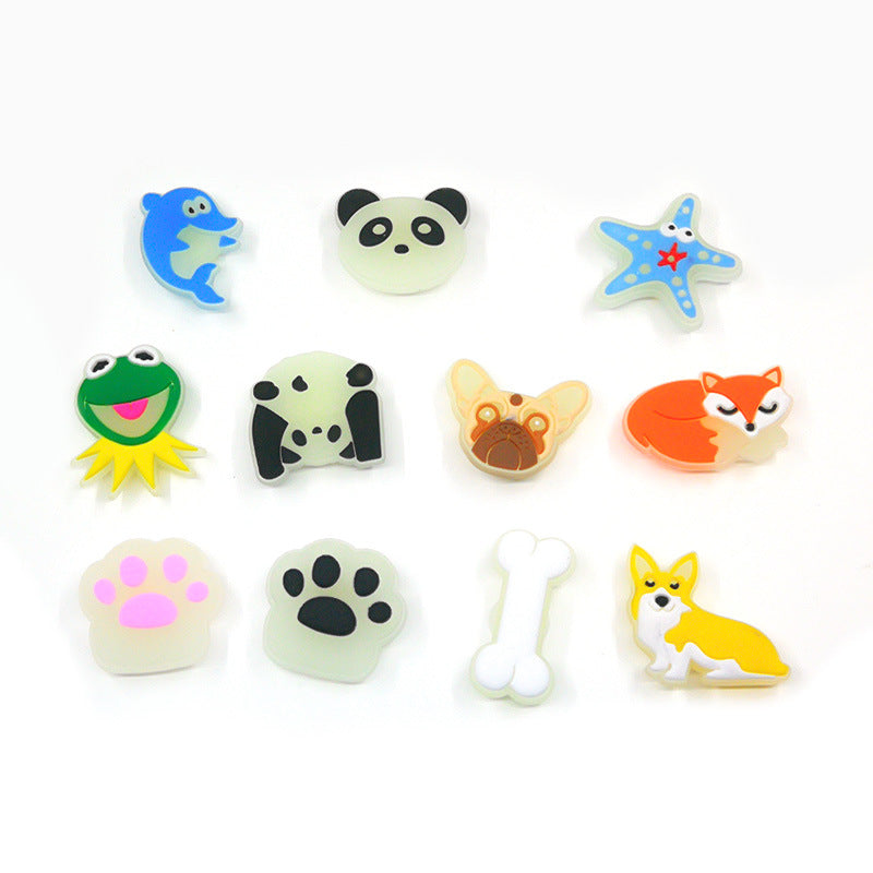 Accesorios luminosos para zapatos tipo Crocs, decoraciones creativas fluorescentes