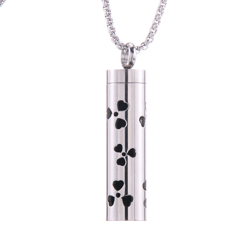 Pendentif diffuseur d'huiles essentielles cylindrique en acier inoxydable