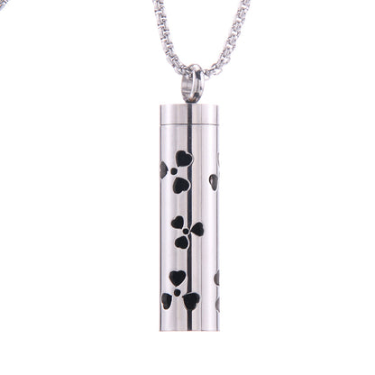 Pendentif diffuseur d'huiles essentielles cylindrique en acier inoxydable