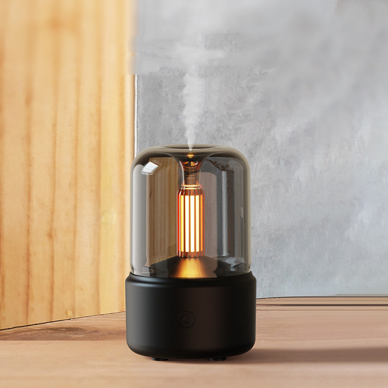 Humidificateur d'Ambiance Lumière Bougie Diffuseur d'Arômes Portable