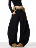 Retro Minority Design Inside-out Wear Stitching Jeans For Women
