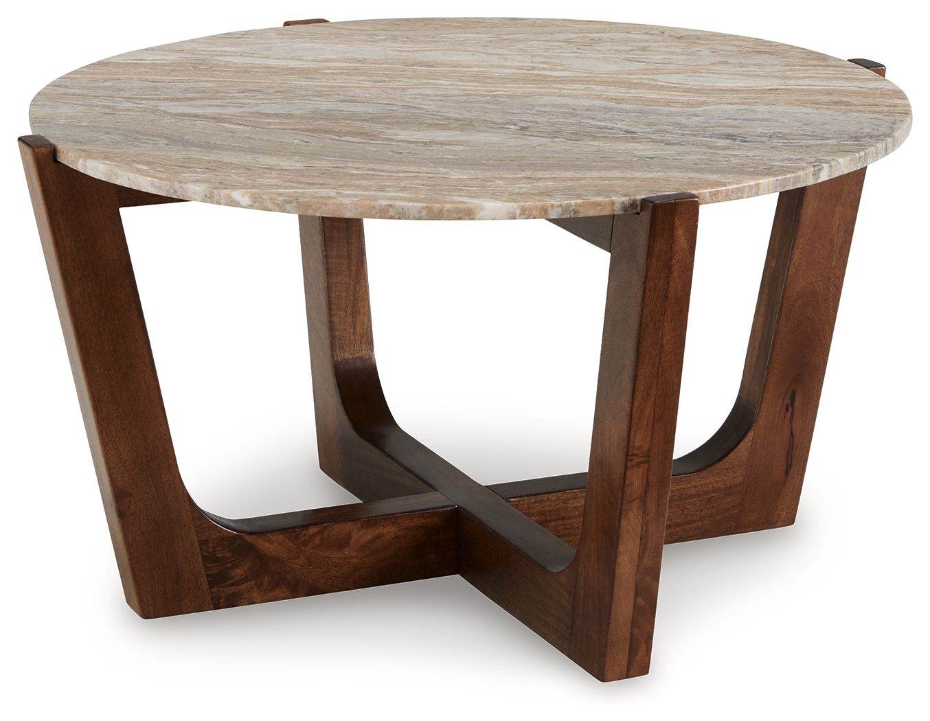 Tanidore - Round Cocktail Table - Warm Brown-0