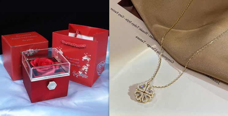 Collar con colgante de trébol de cuatro hojas plegable magnético retro con forma de corazón, cadena de clavícula para mujer, regalos, gargantilla abrible, joyería