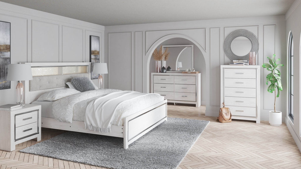 White Altyra Queen/king Sleigh Panel Bookcase Bed 5/7 Pc Bedroom Set Furniture-0