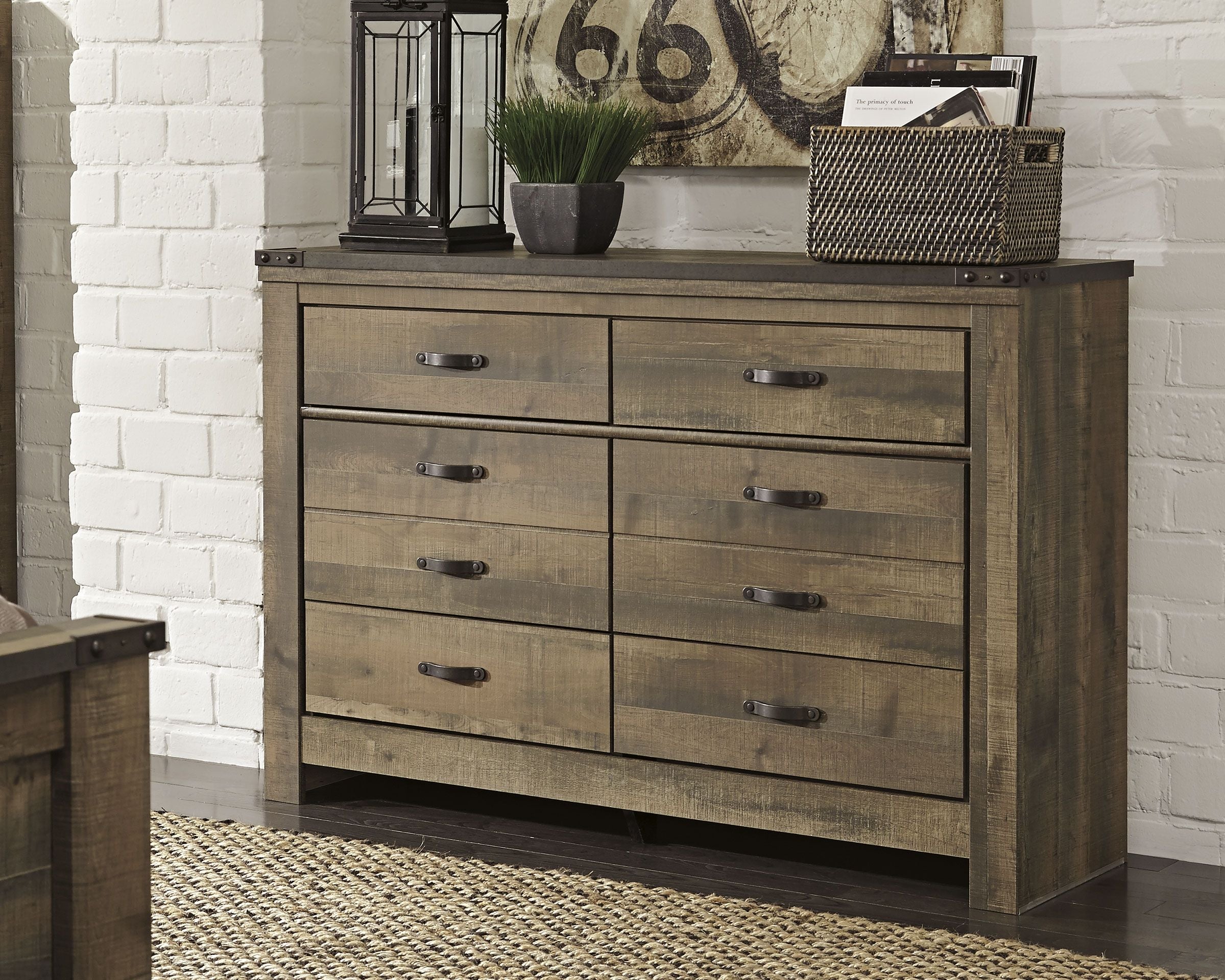 Trinell - Six Drawer Dresser - 61.34" x 15.98" x 42.99" - Brown Dark-2