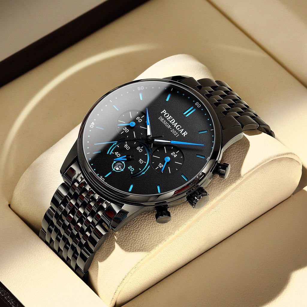 Montre à quartz multifonctionnelle étanche pour homme
