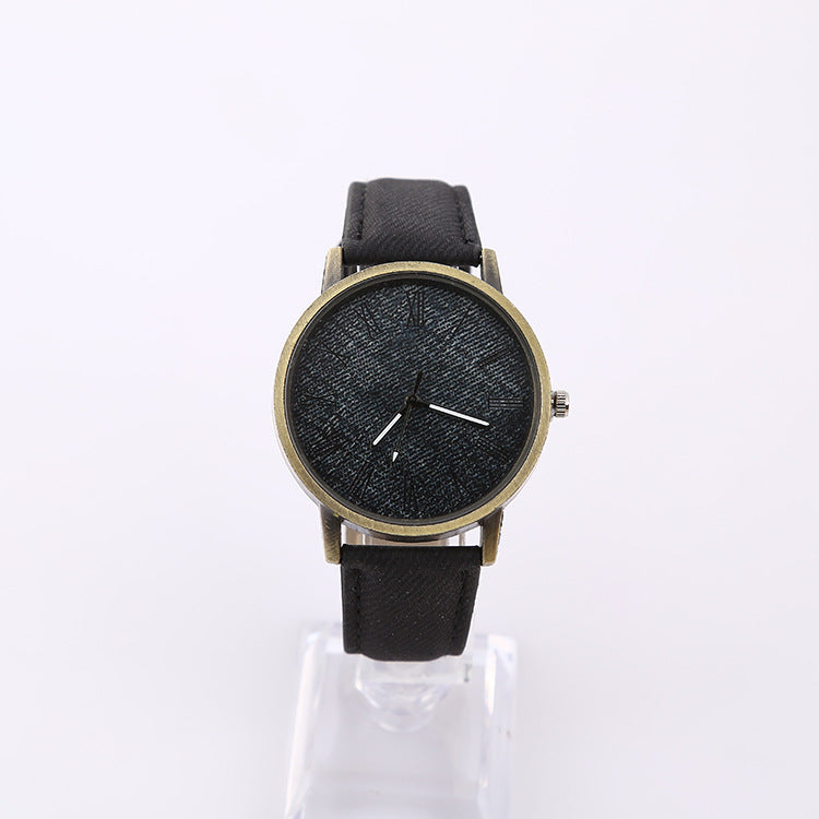 Montre à Quartz Femme en Jean Décontractée avec Ceinture