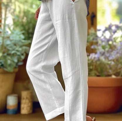 Pantalon décontracté droit pour femme, ample et simple, de couleur unie et à la mode