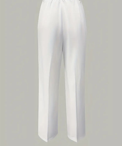 Pantalon minimaliste blanc en polyester pour femme