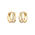 Boucle d'oreille double couche creuse en zircon en forme de cercle, style japonais et coréen, à la mode et élégante