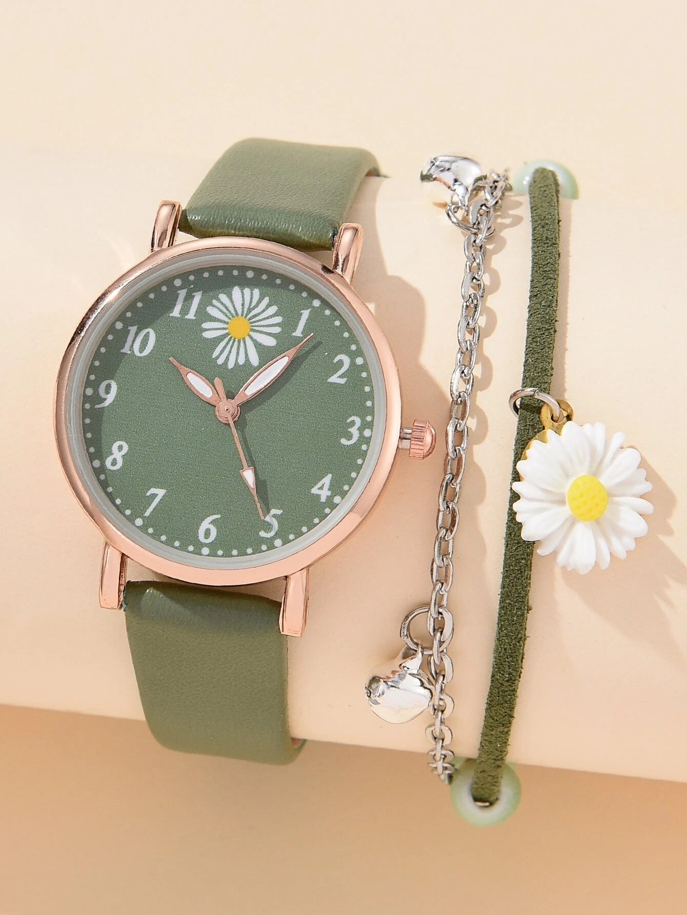 Ensemble montre à quartz mignonne pour filles, tendance et assortie à tout